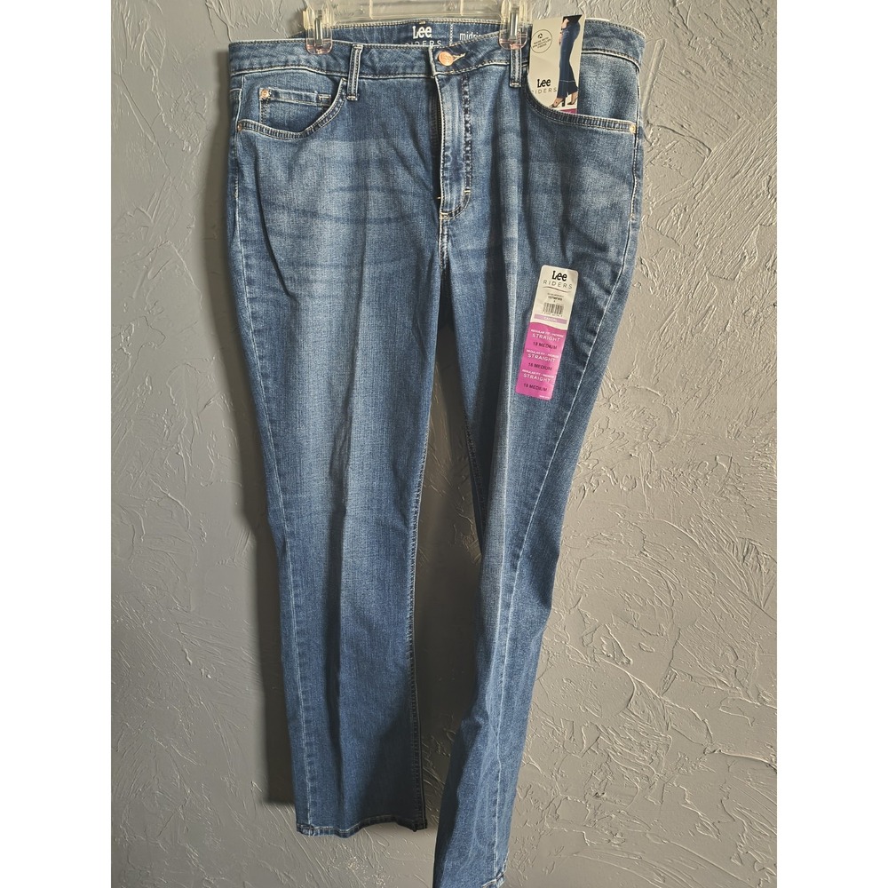 Lee‎ Riders NEW Women's Regular Fit Mid-Rise Straight Stretch Jeans 18M